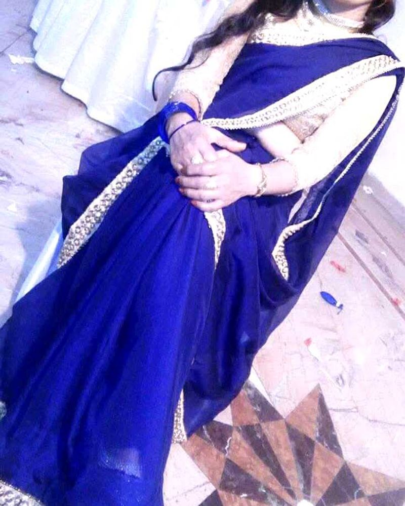 Elegant Royal Blue Saree with Golden Border