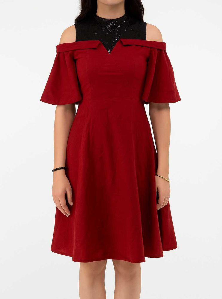 Ruffle Sleeves Party Wear Dress