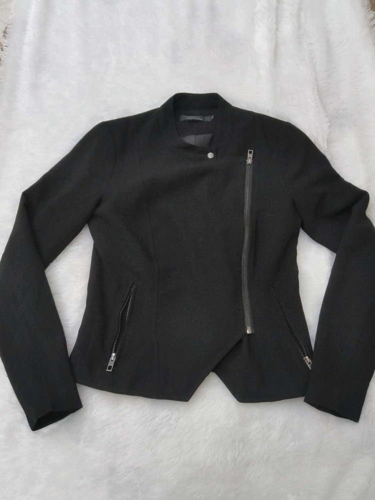Black Asymmetrical Zip Jacket