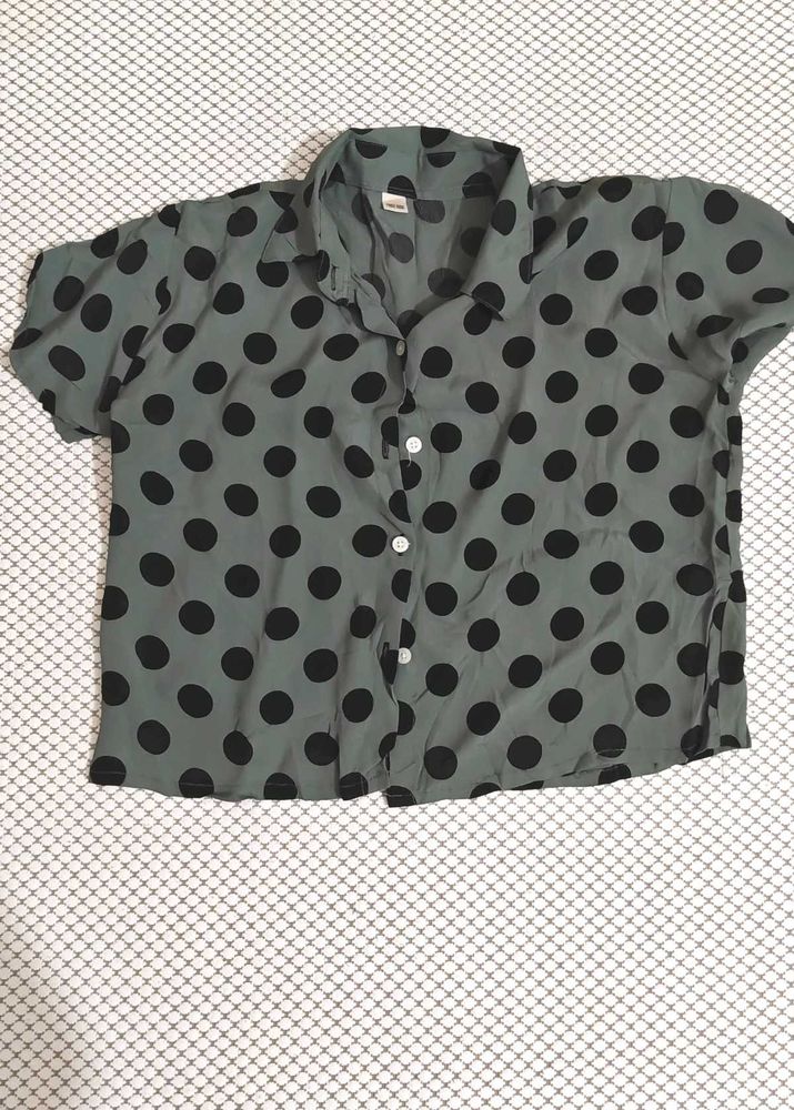 Polka Dot Button-Up Shirt