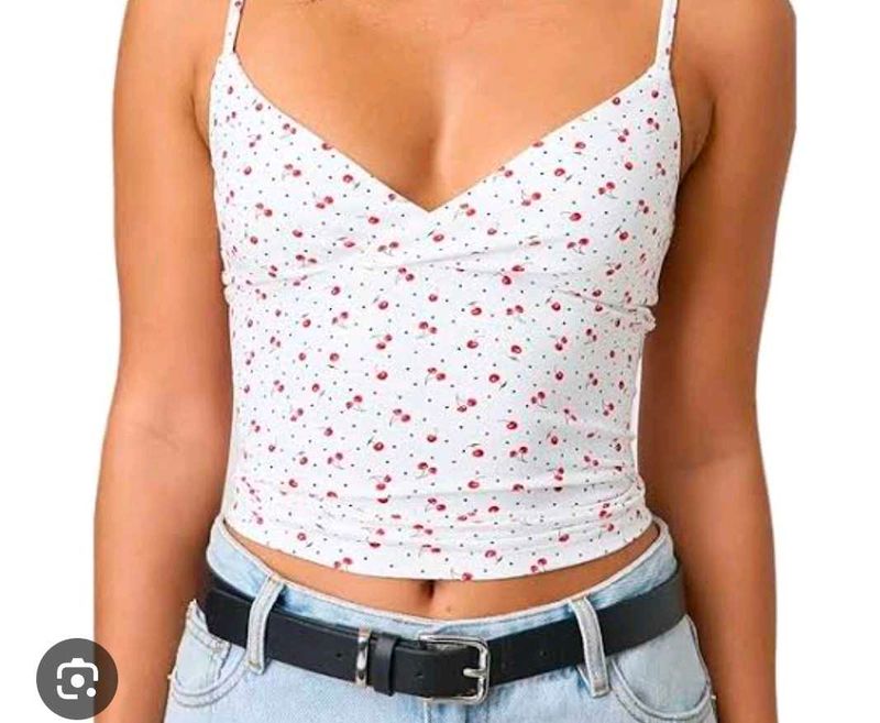 Cute Cherry Print Crop Top