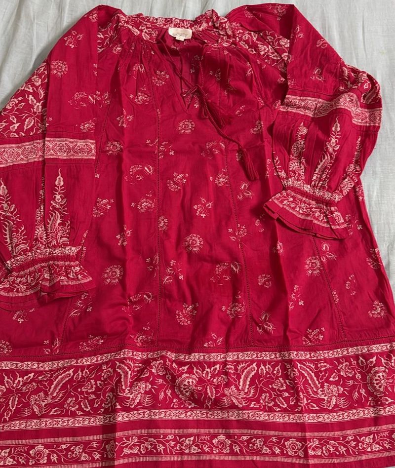 Bohemian Red Floral Print Kurta