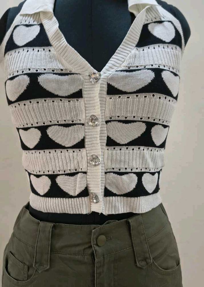 Cute Heart Knit Cardigan