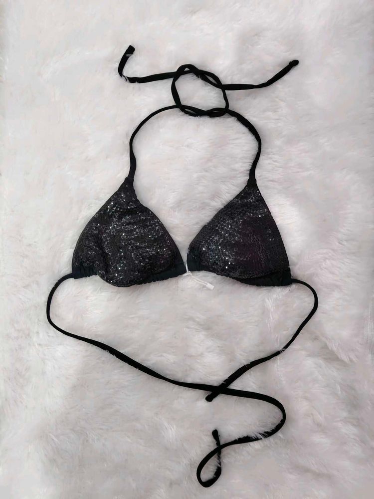 Sparkly Black Bikini Top