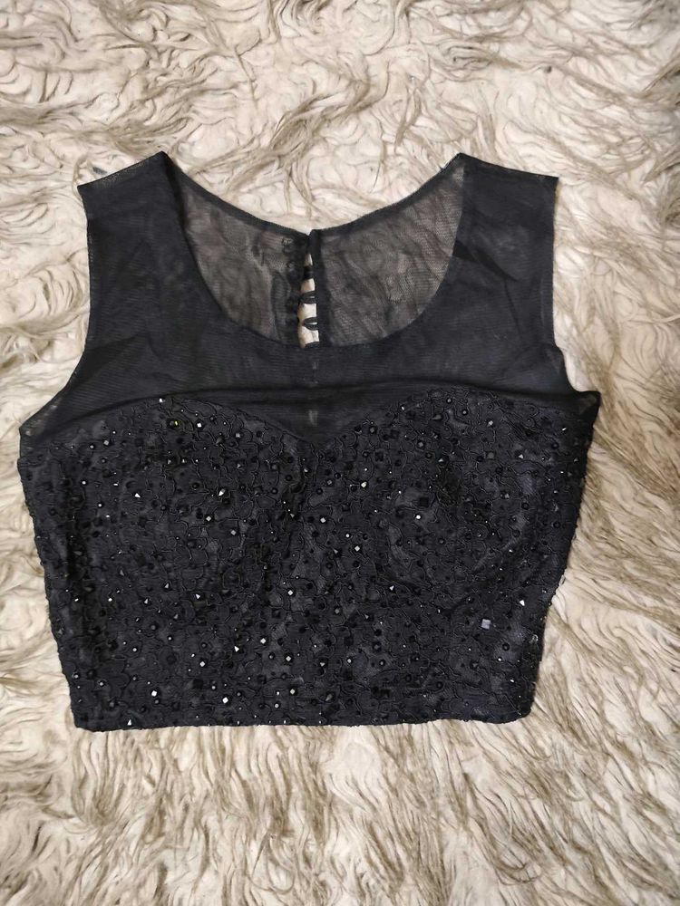 Elegant Black Embellished Blouse