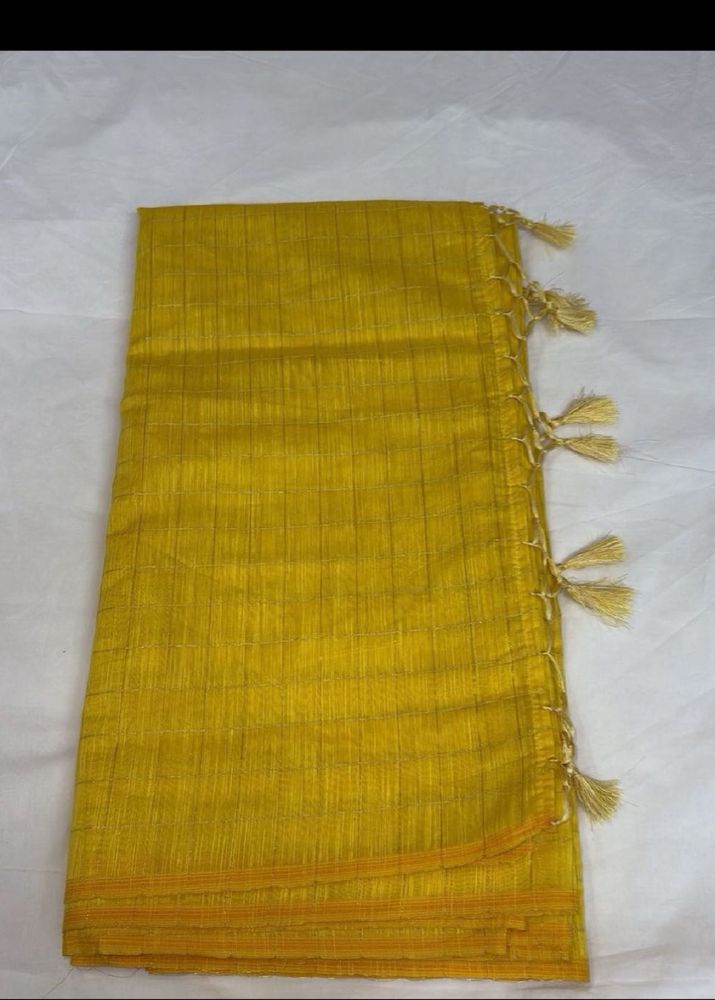 Elegant yellow cotton banarasi saree