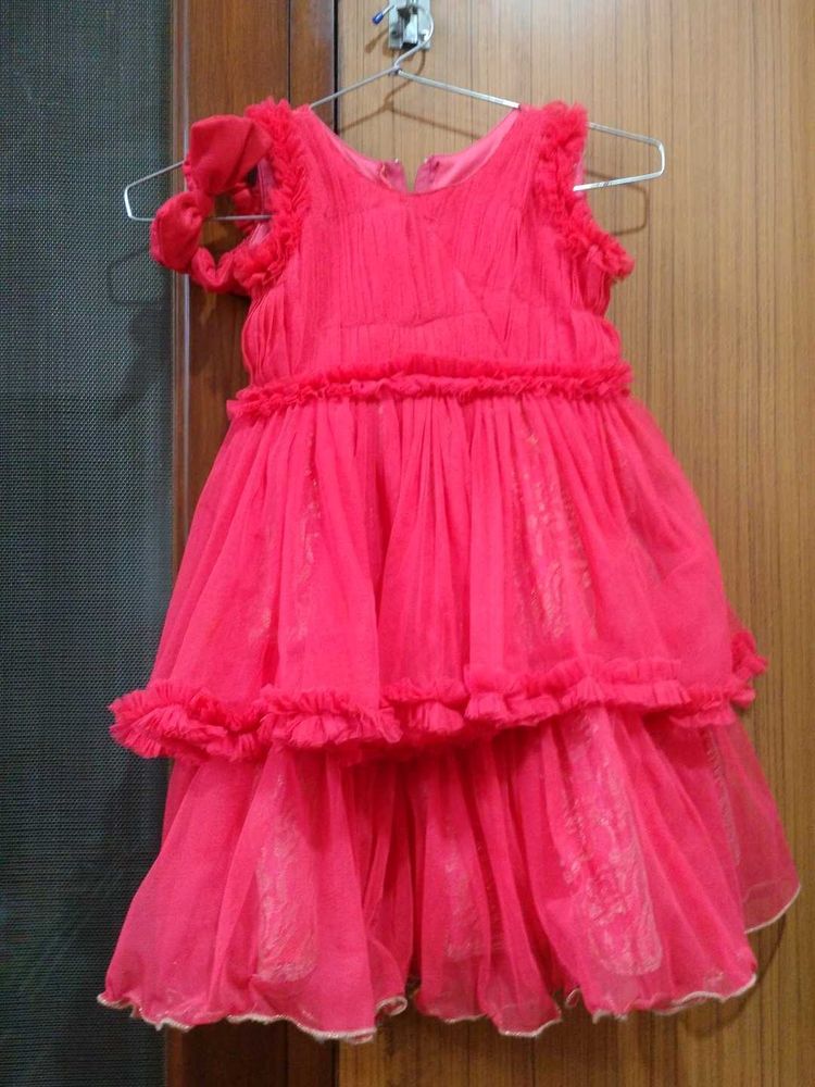 Adorable Pink Ruffled Party Dress