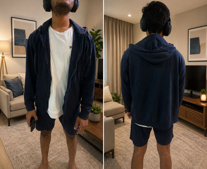 Roadster Navy Blue Zip-Up Hoodie