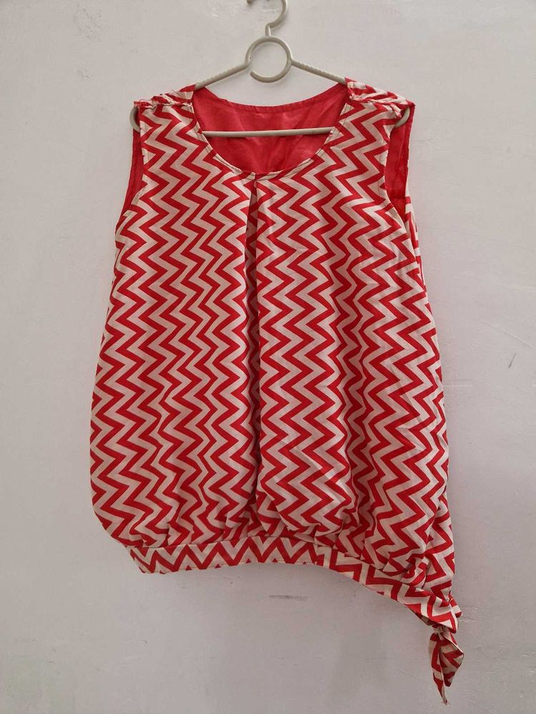 Red &amp; White Sleeveless Top