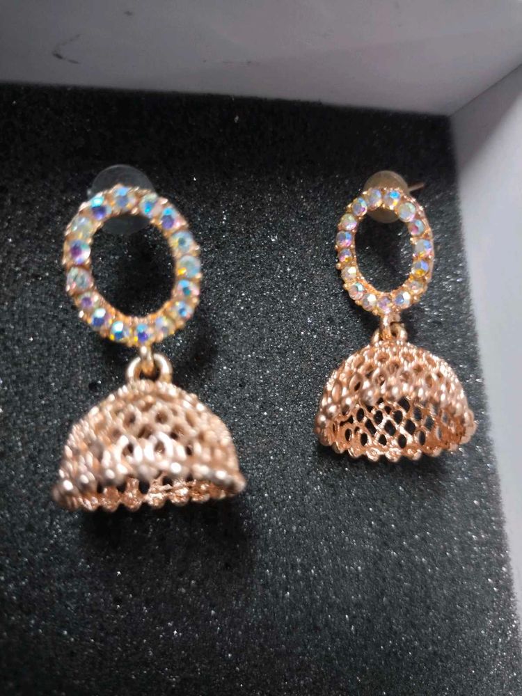 Rose Gold Jhumka Earrings