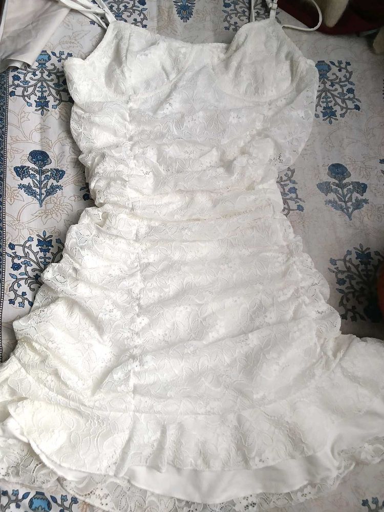 Elegant White Lace Mini Dress
