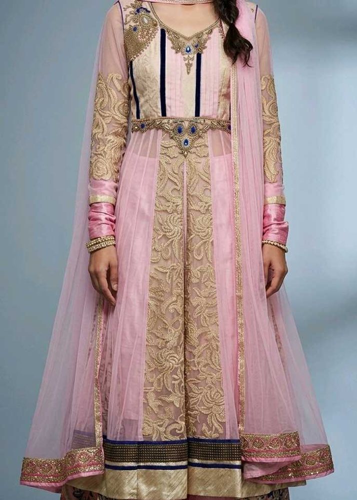 Elegant Pink &amp; Gold Embroidered Bridal Set
