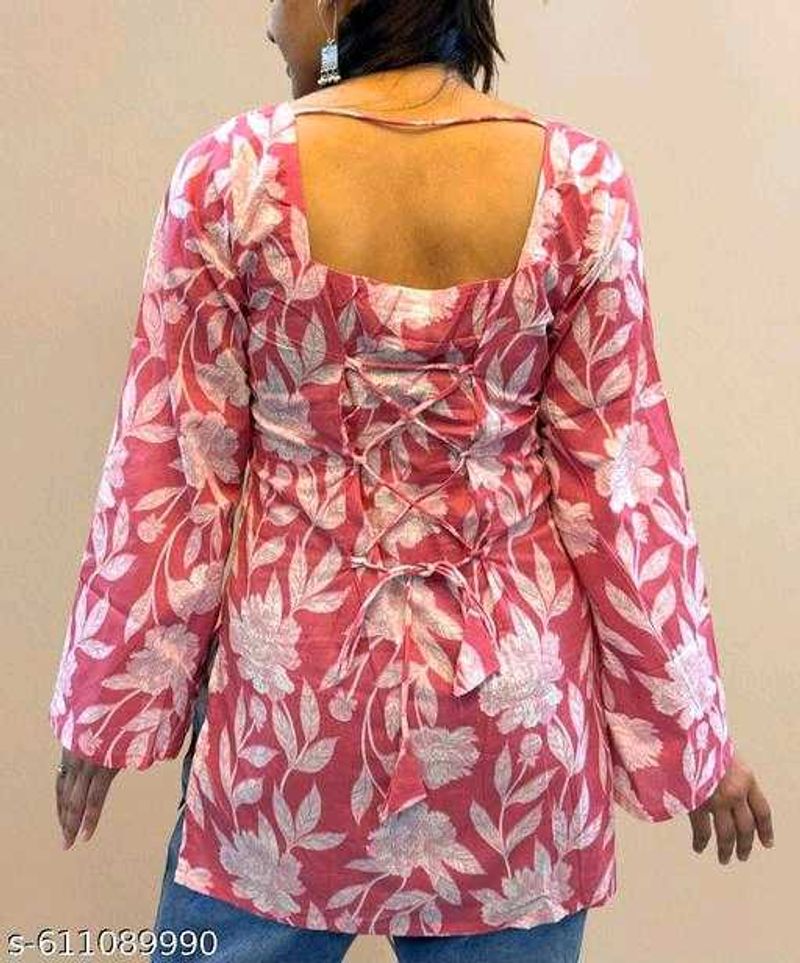 Pink Floral Print Corset Kurta