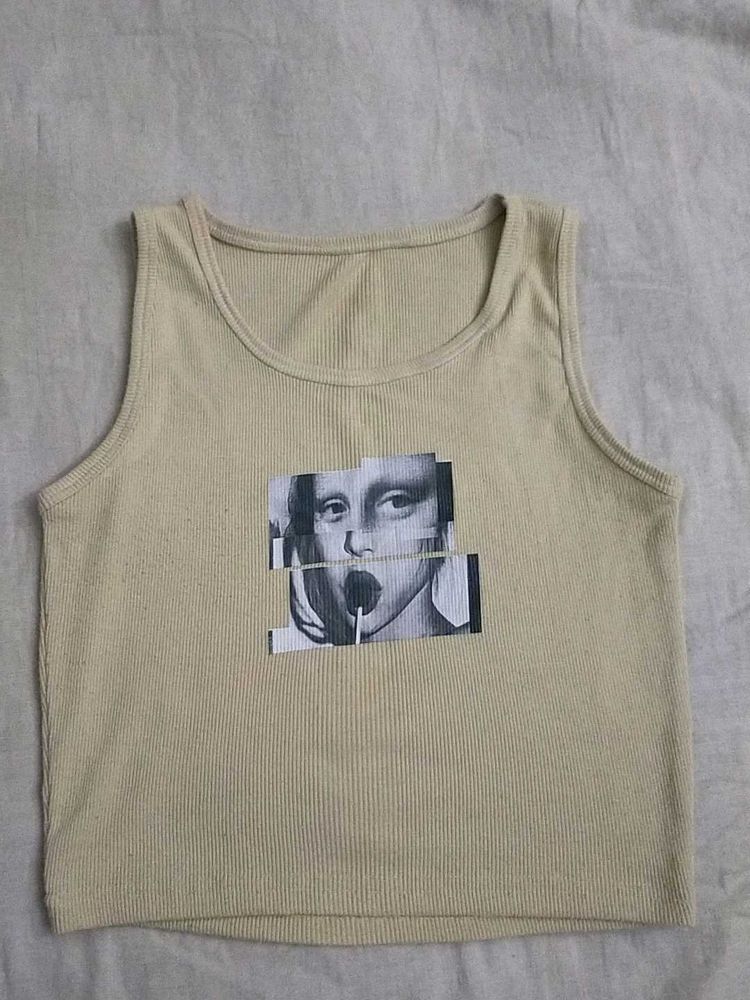 Unique Mona Lisa Print Tank Top