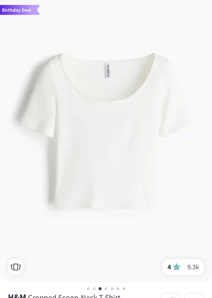 H&amp;M Cropped Scoop Neck T-Shirt