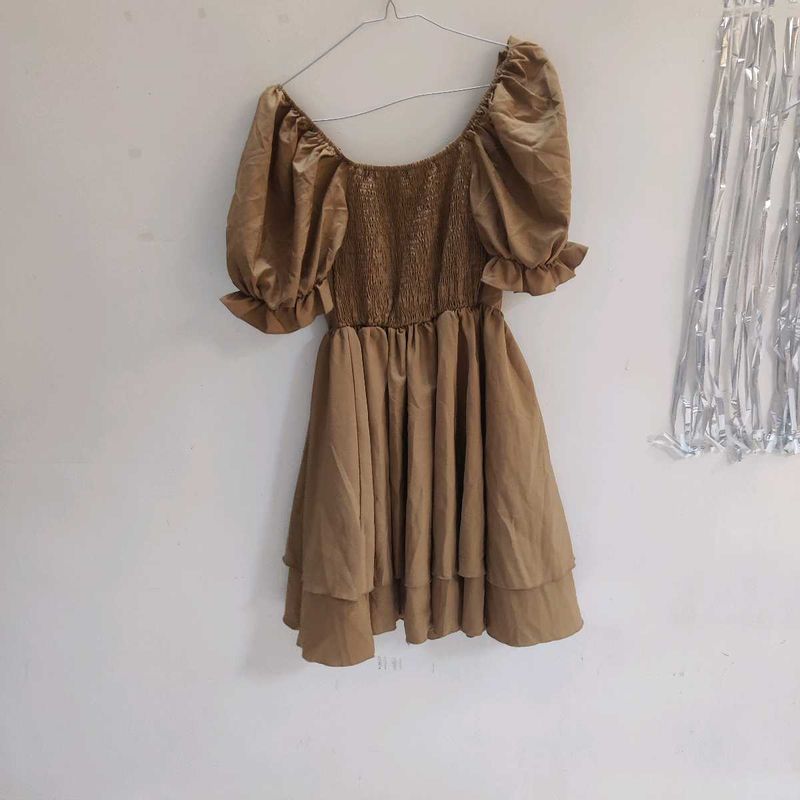 Cute Brown off shoulder dress