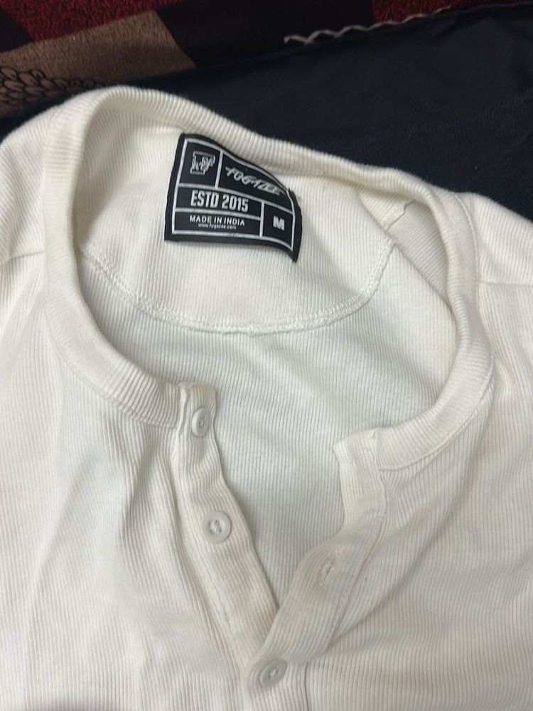 Men's White Henley Shirt