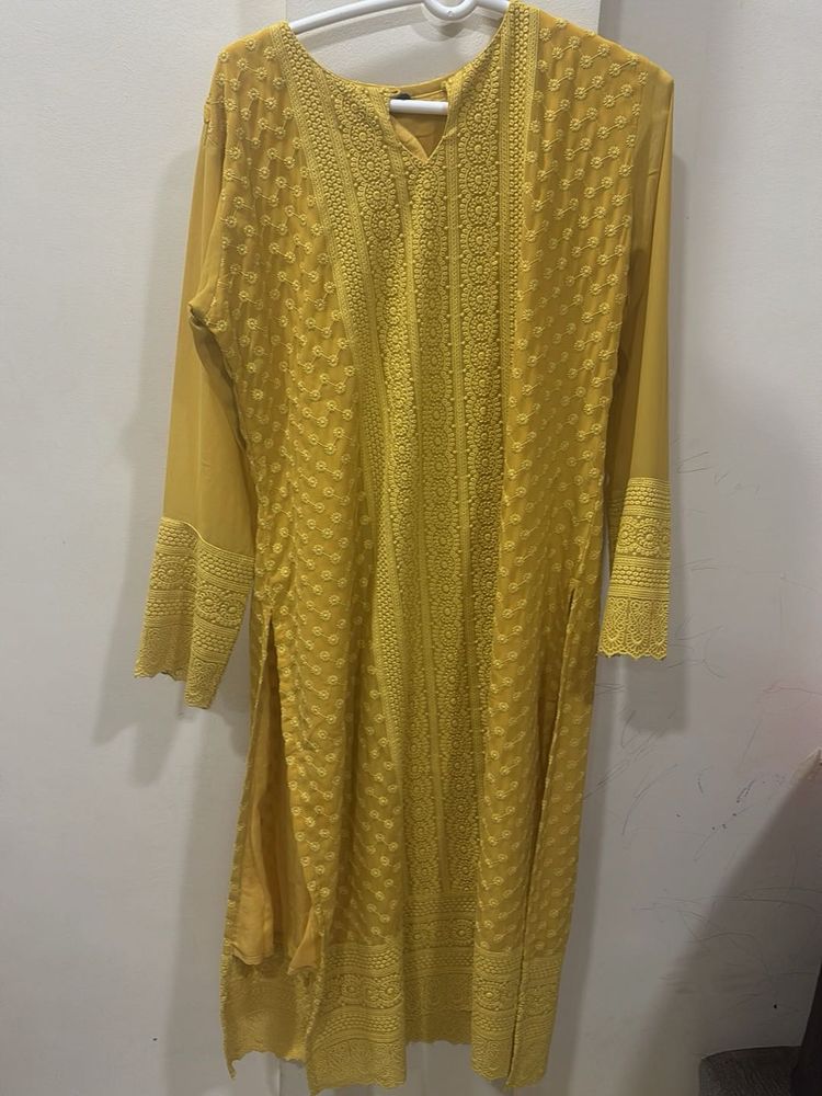 Elegant Yellow Chikankari Kurta