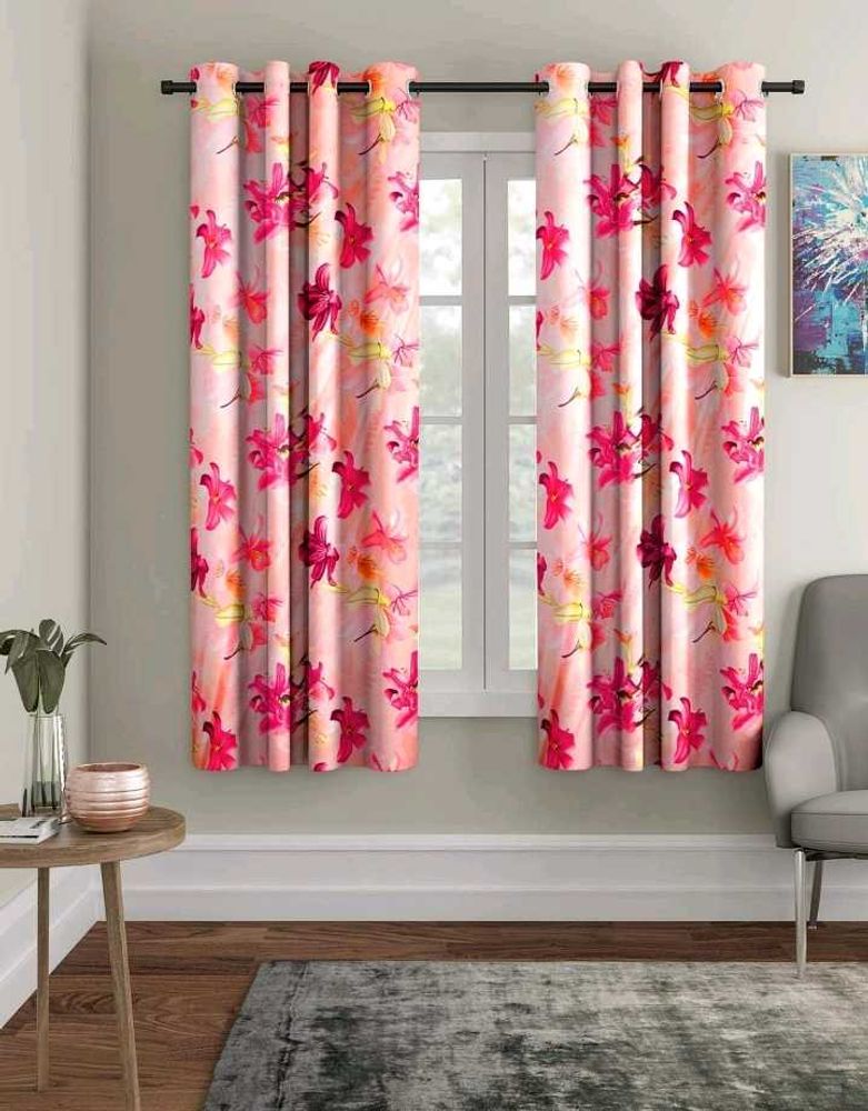Pack Of 2 Floral Print Window Curtains