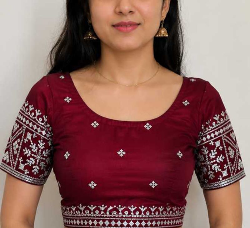 Maroon Embroidered Blouse