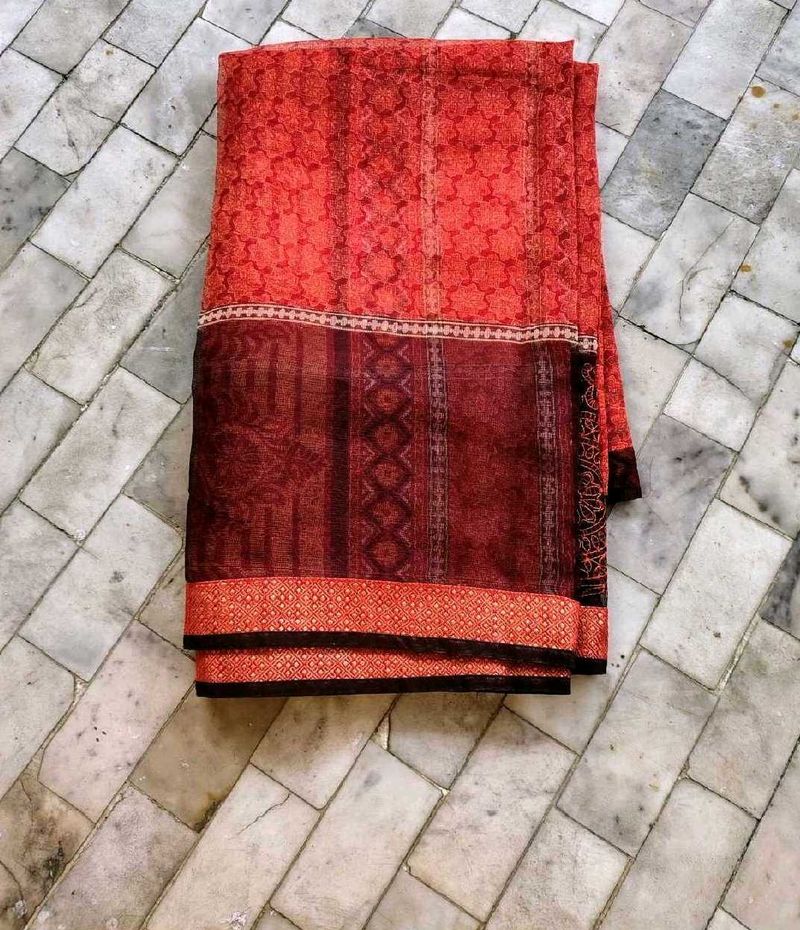 Red Floral embroidery Saree