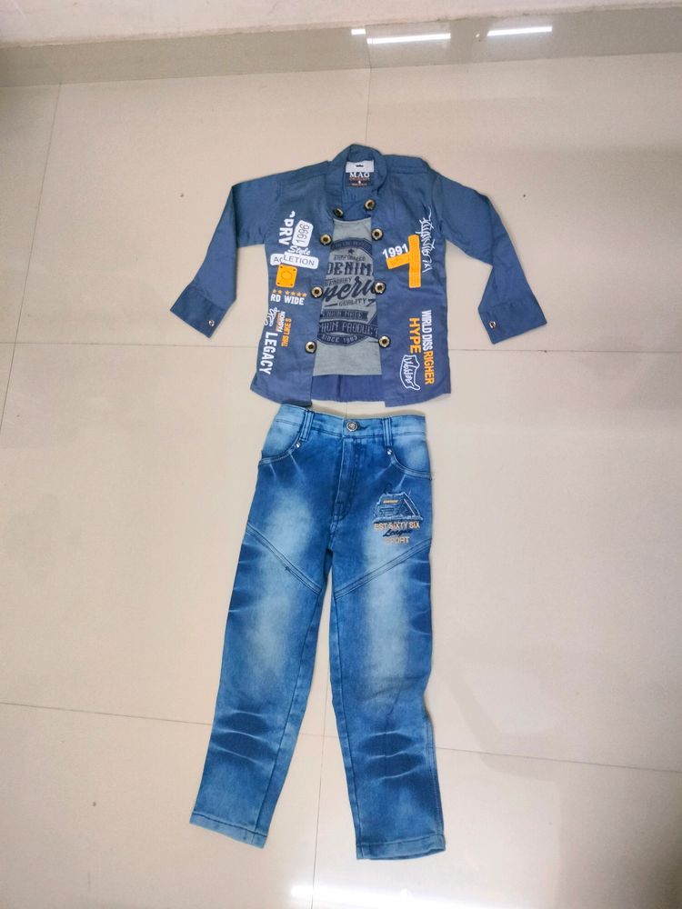 2 Piece Shirt &amp; Jeans For Kids Wear