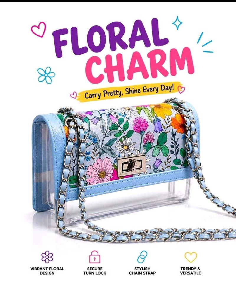 Floral Transparent Chain Sling Bag