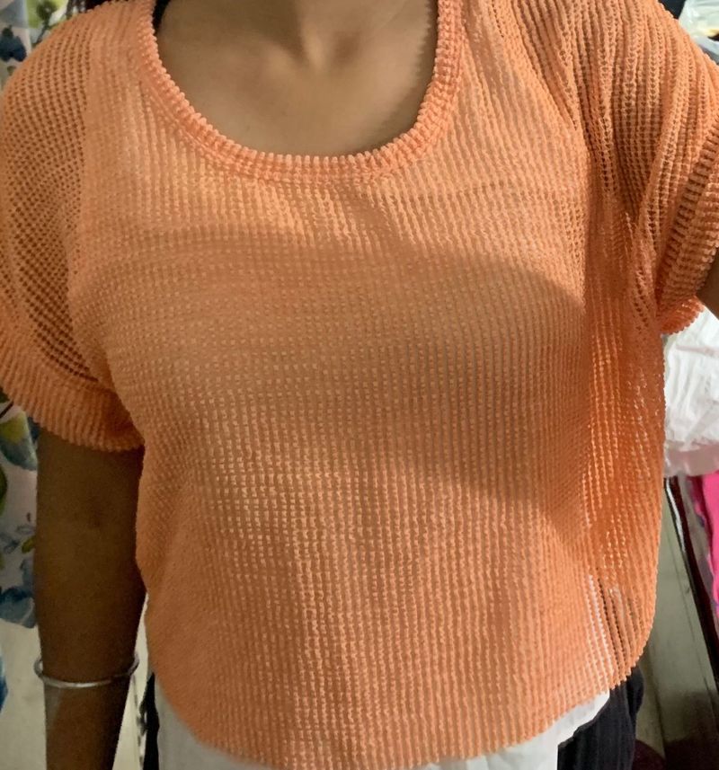Orange Tshirt With Inbuilt White Tank