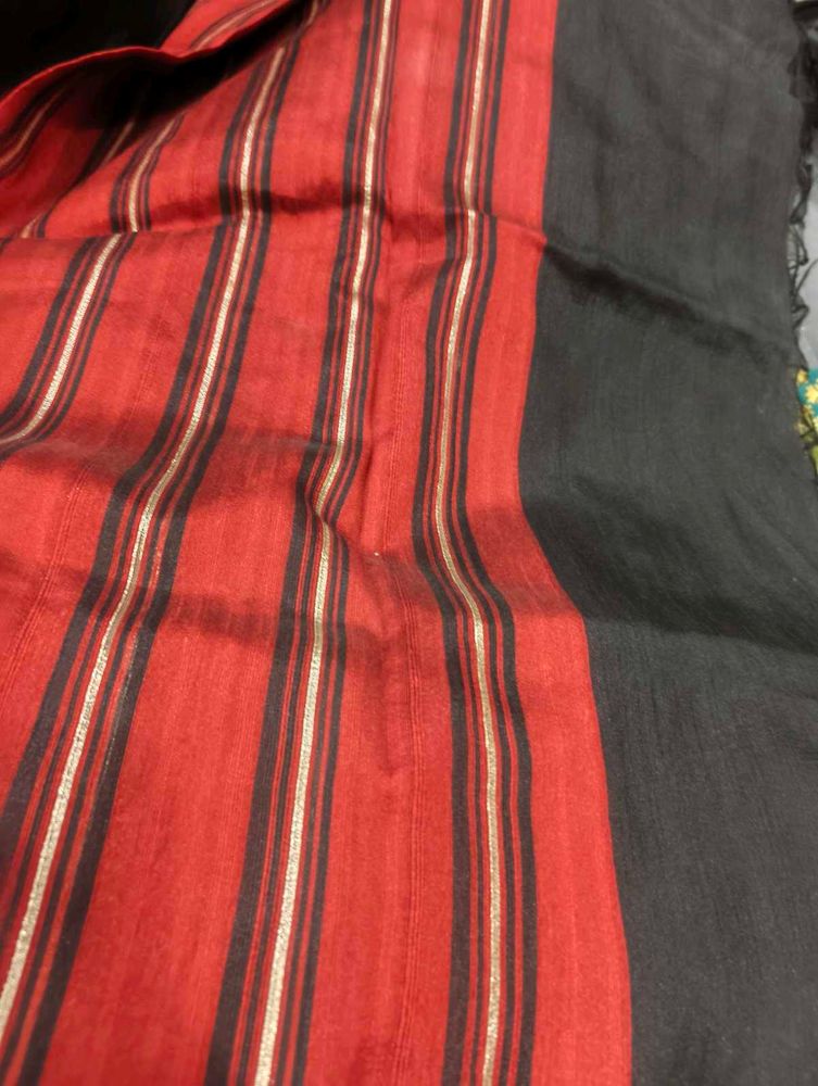 Elegant Red &amp; Black Striped dupatta