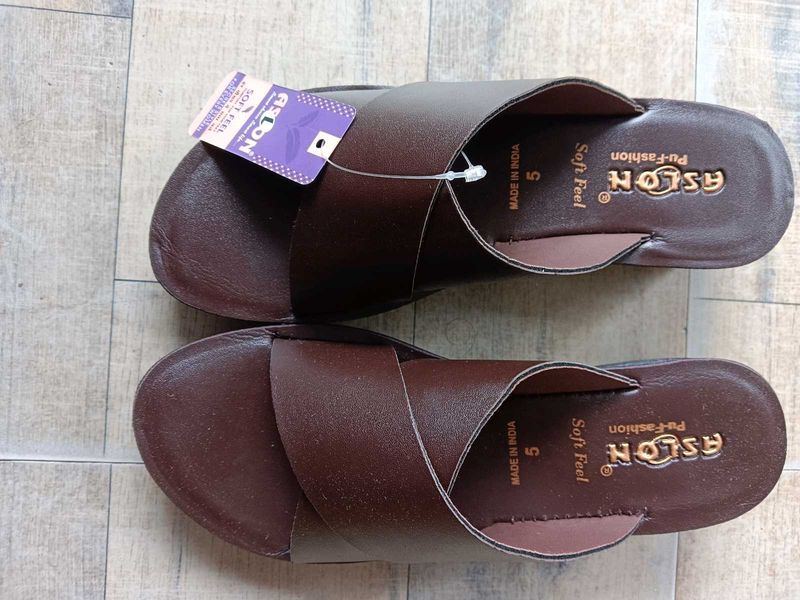 ASLON Women's Brown Leather Sandals