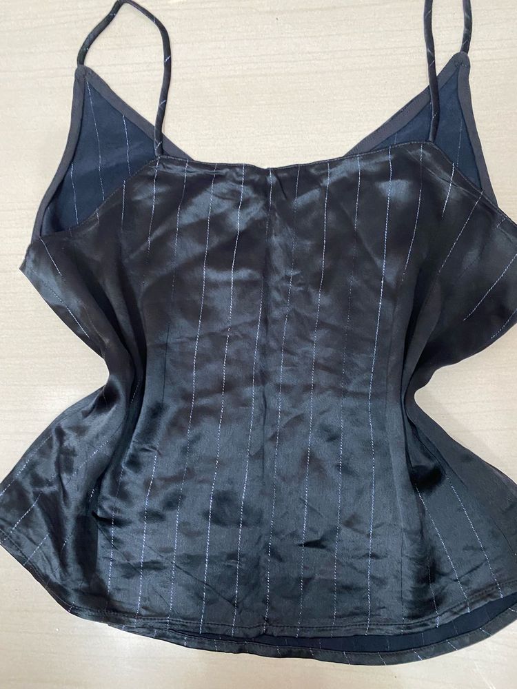 Elegant Black Striped Cami Top