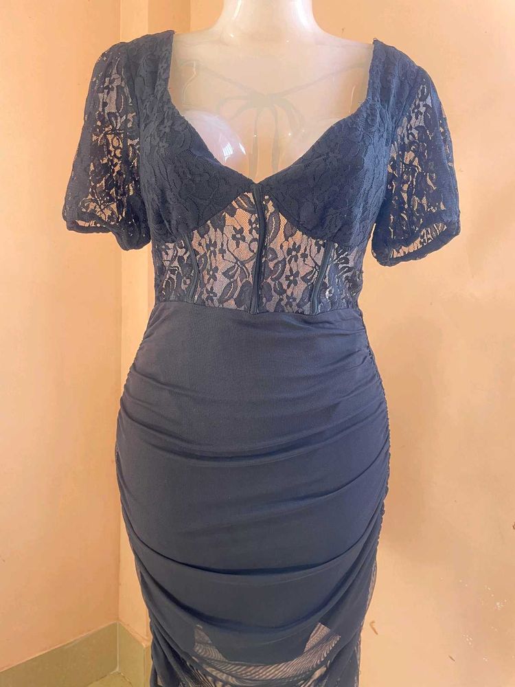 Black bodycon mesh dress