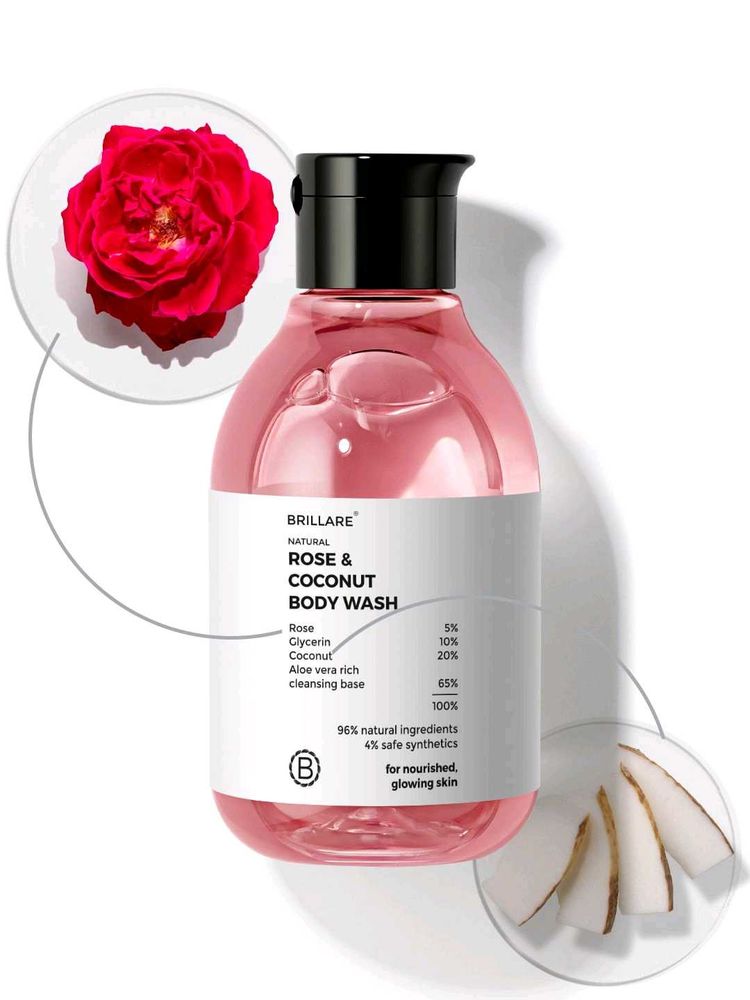 BRILLARE NATURAL ROSE &amp; COCONUT BODY WASH 200ML