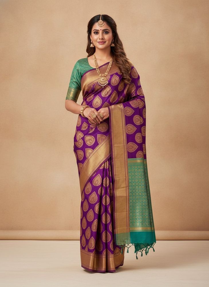 Beautiful Purple &amp; Gold Saree