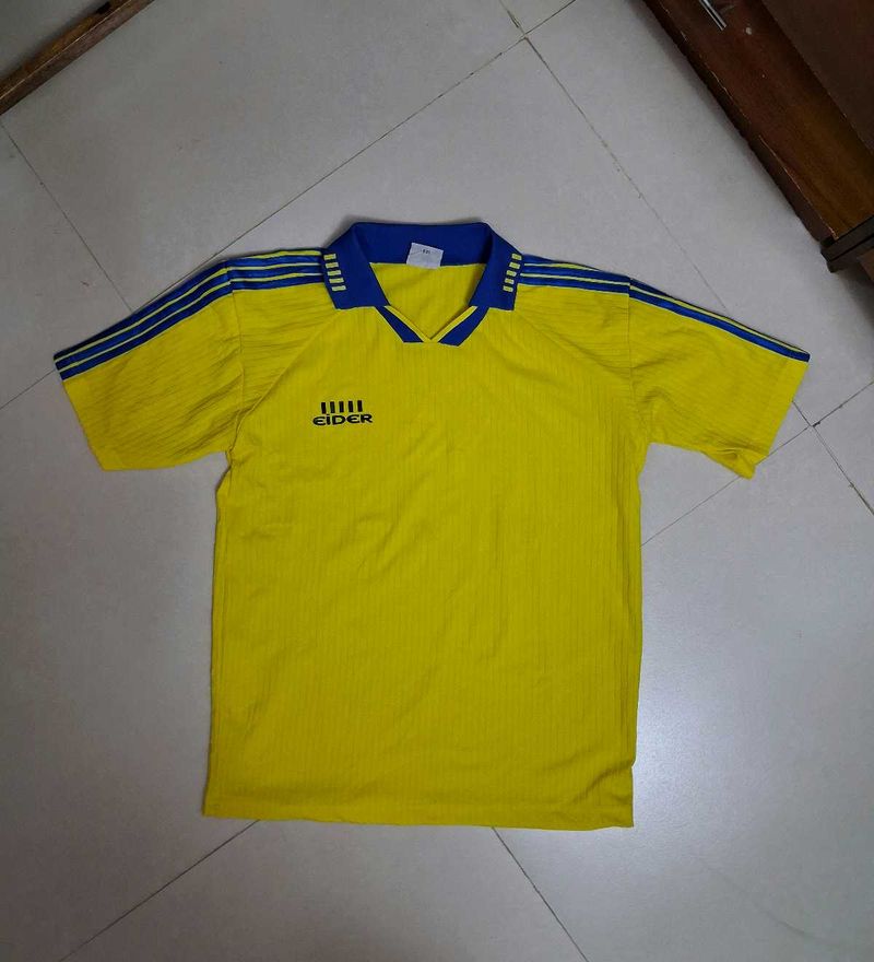 Vintage EIDER Yellow Blue Rugby Football Jersey XL