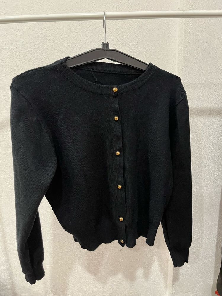 Classic Black Button Cardigan
