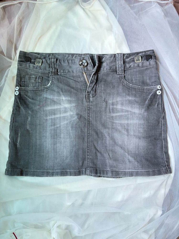 Grey Denim Mini Skirt - Bossini