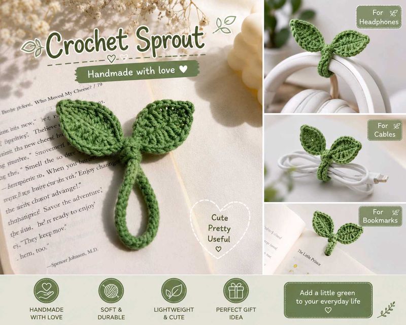 Handmade Crochet Sprout Accessory