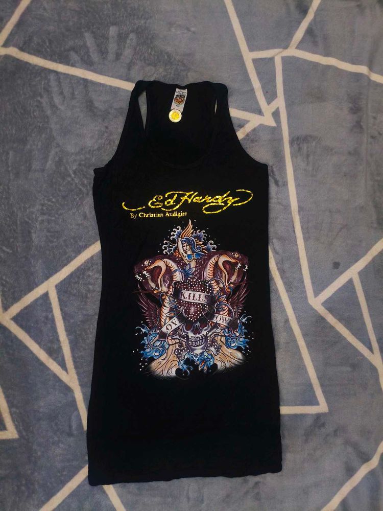 Ed Hardy Black Graphic Tank Top