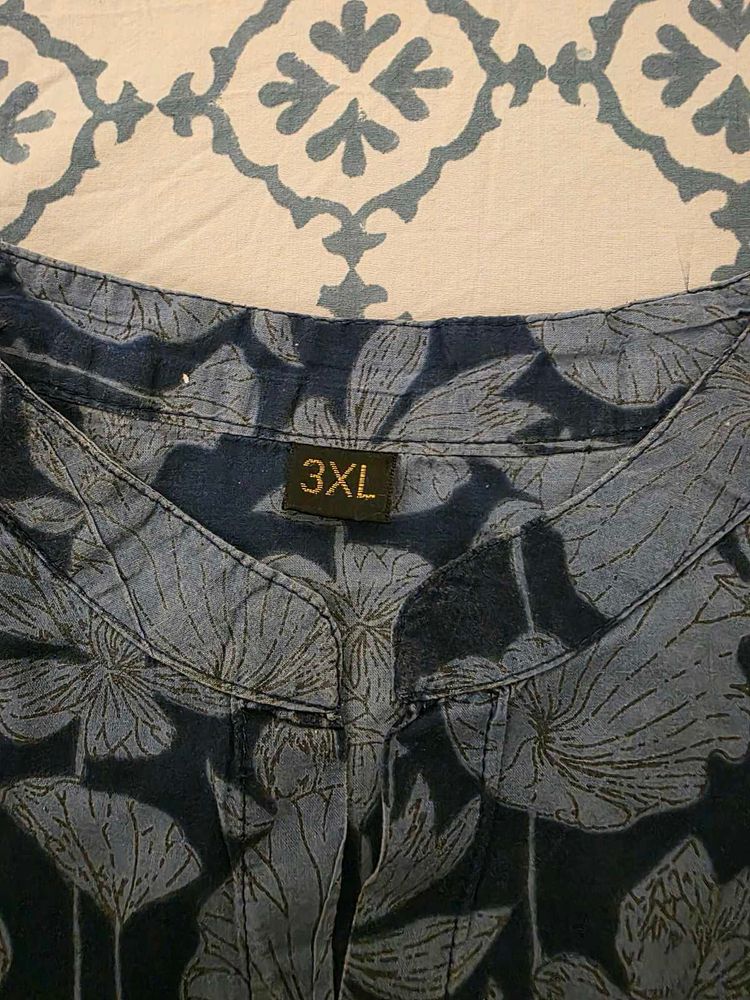 Blue Floral Print Kurta