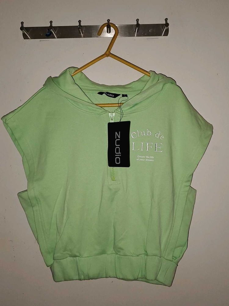 Lime Green Cropped Hoodie