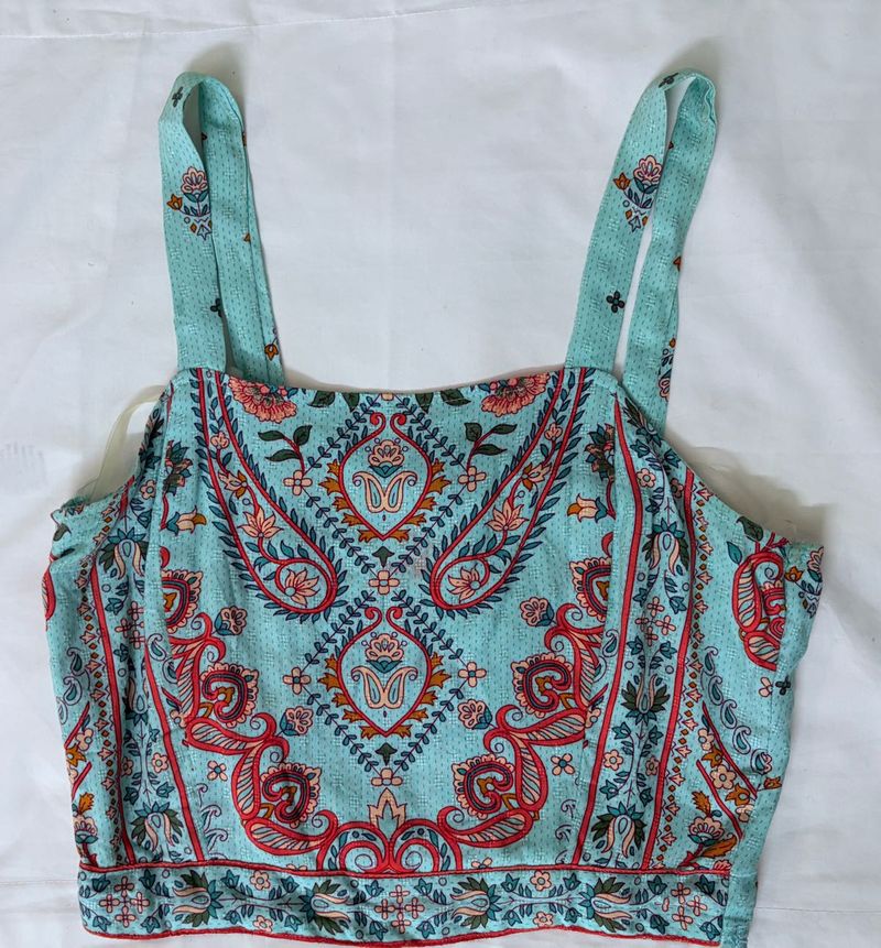 Indo-Western Print Crop Top (S)