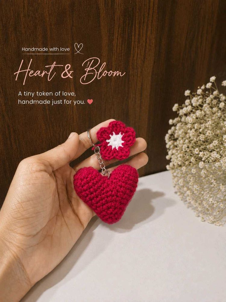 Crochet Heart Keychain