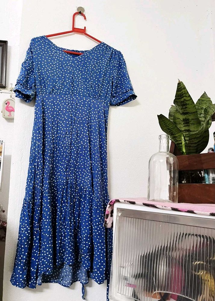 Blue Polka Dot Maxi Dress