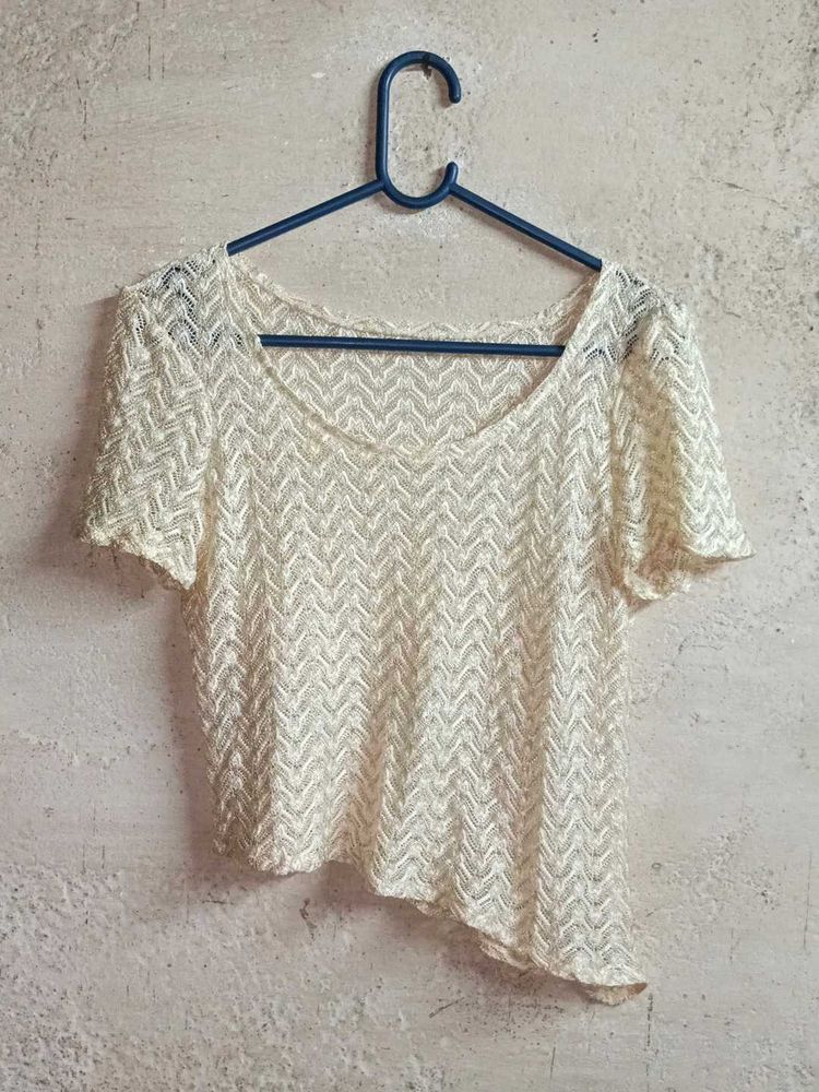 Sheer Knit Chevron Pattern Top