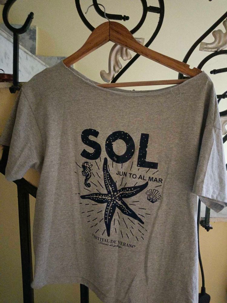 Grey "SOL" Graphic T-Shirt
