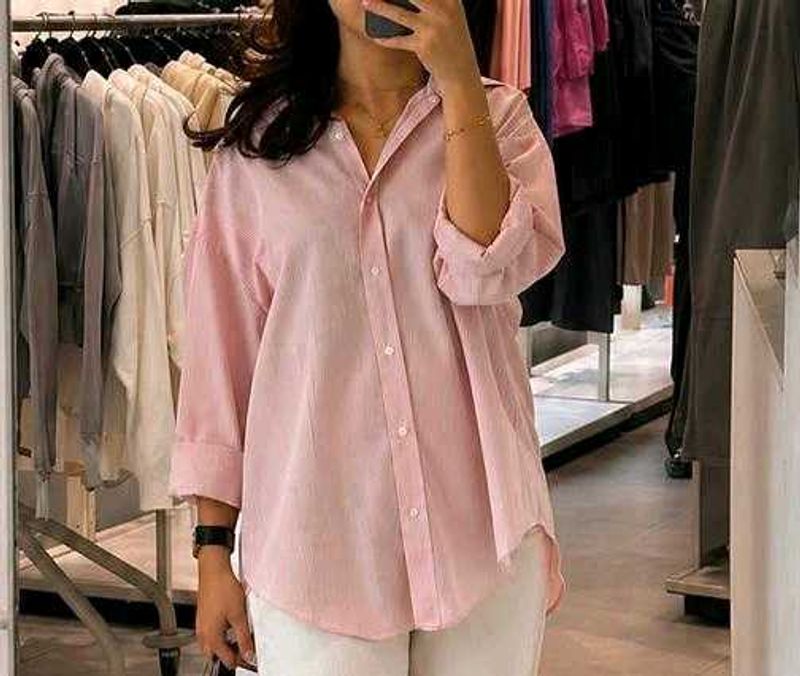 Pink Oversized Button-Up Shirt