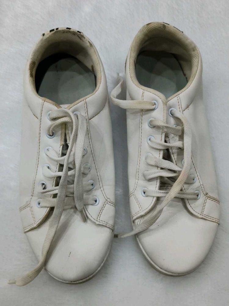 Classic White Lace-Up Sneakers