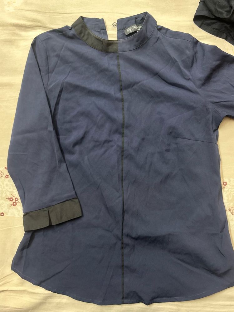 Elegant Navy Blue Tunic Top