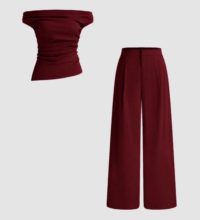 Chic Off-Shoulder Top &amp; Wide-Leg Pants Set
